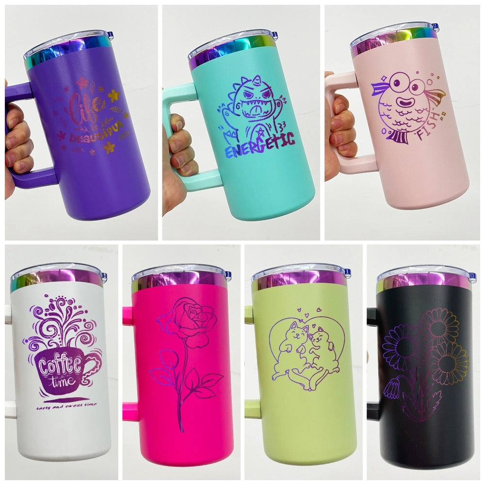 20oz Rainbow Plated Coffee Mugs with Handle