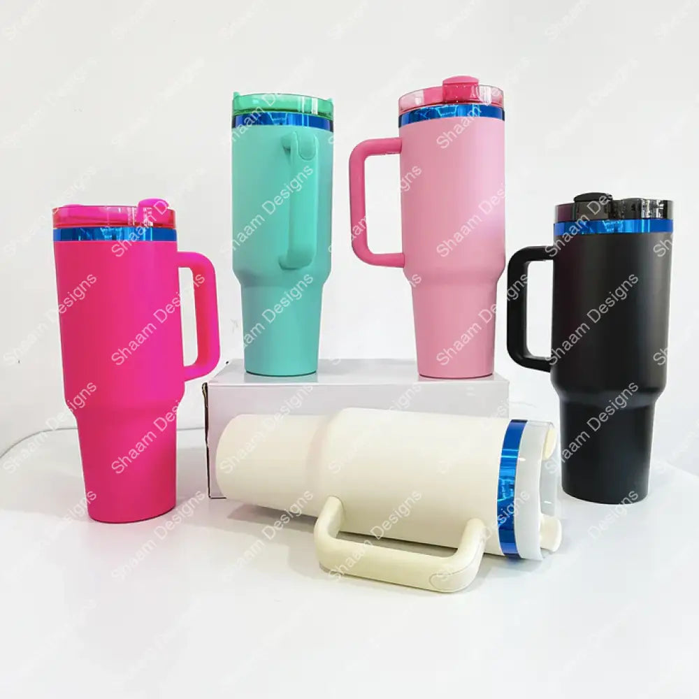 40oz Blue Underneath Powder Coated Tumblers Tumblers