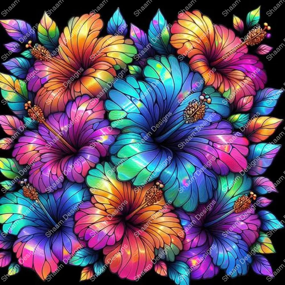 28 Holo Hibiscus Vinyl Wraps