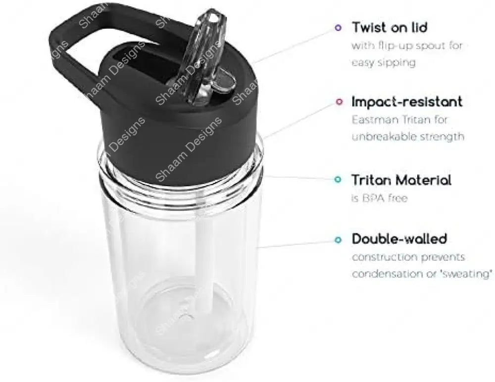 10oz Double Wall Acrylic Kids Snow Globe Water Bottle Tumblers