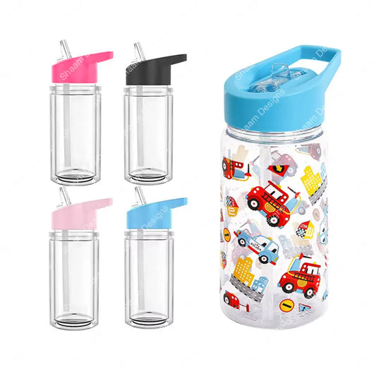10oz Double Wall Acrylic Kids Snow Globe Water Bottle Tumblers