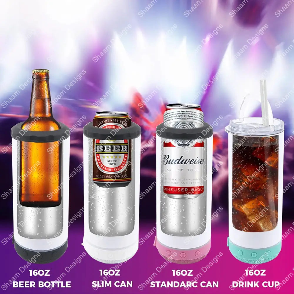 16 oz 4 IN 1 Sublimation Music Bluetooth Speaker Blank Tumblers Stainless BLANK B33 - Tumblers