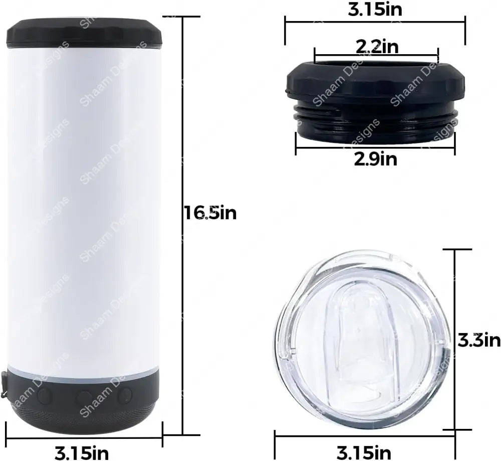 16 oz 4 IN 1 Sublimation Music Bluetooth Speaker Blank Tumblers Stainless BLANK B33 - Tumblers