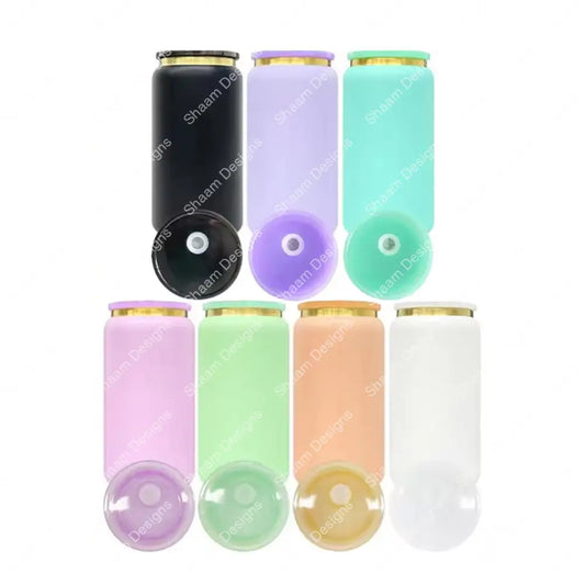 16oz Glossy Stainless Steel Sublimation Soda Can with Gold Plated Rim