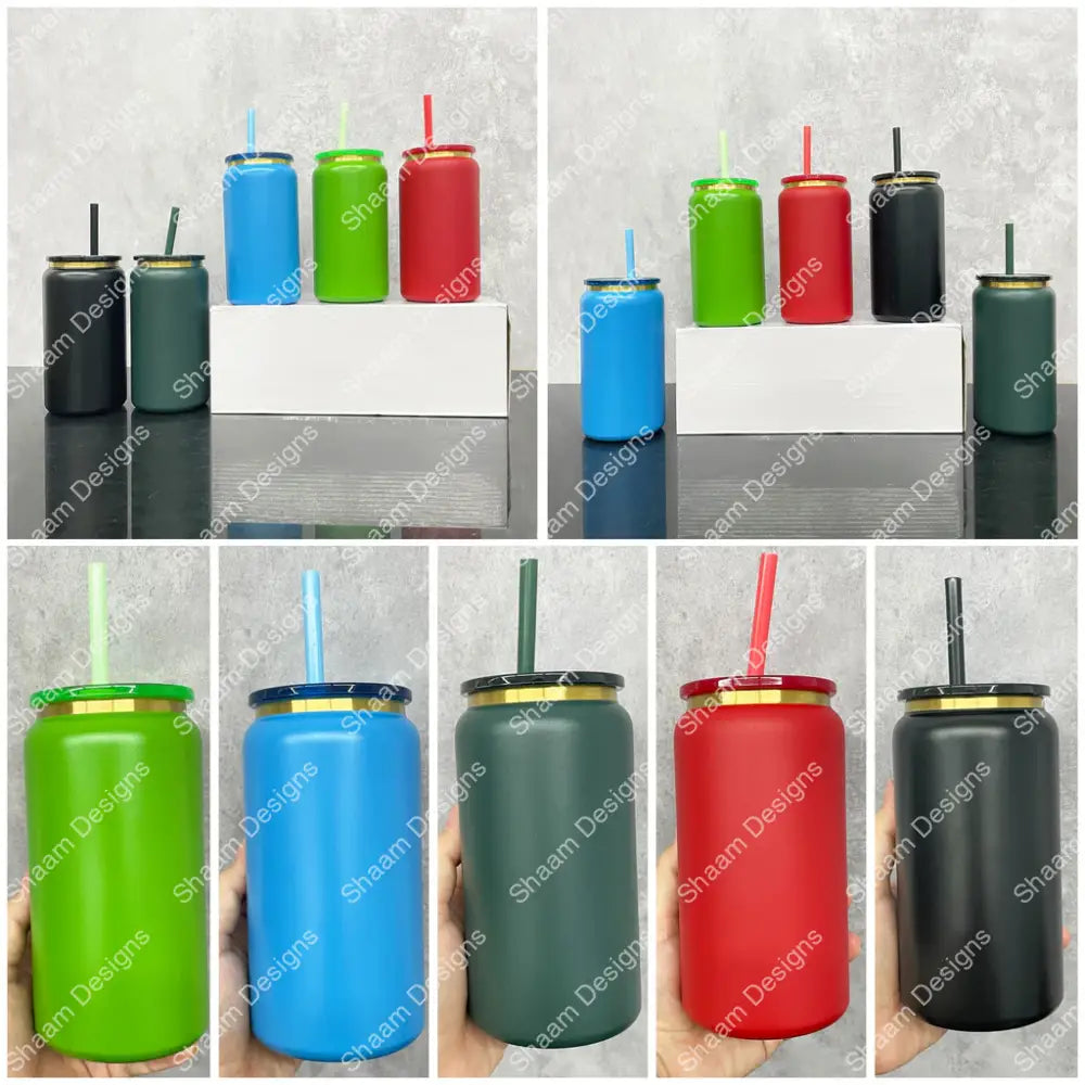 16oz Gold/Rainbow Plated Tumbler Soda Can Underneath Powder Coated