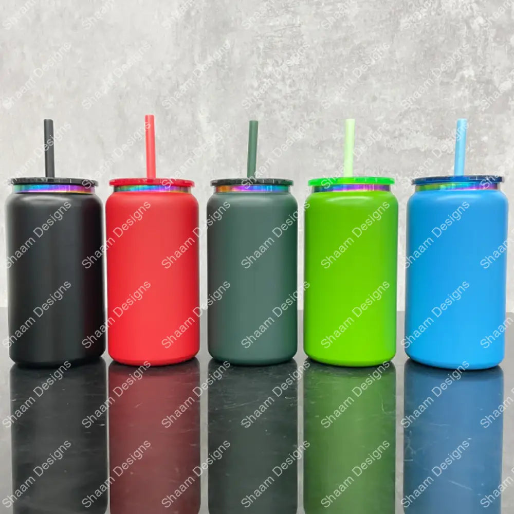 16oz Gold/Rainbow Plated Tumbler Soda Can Underneath Powder Coated