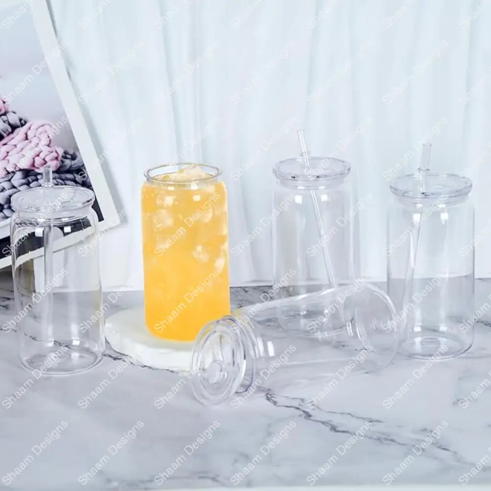 16oz Libby Acrylic Transparent Can SNOW GLOBE Clear Tumblers