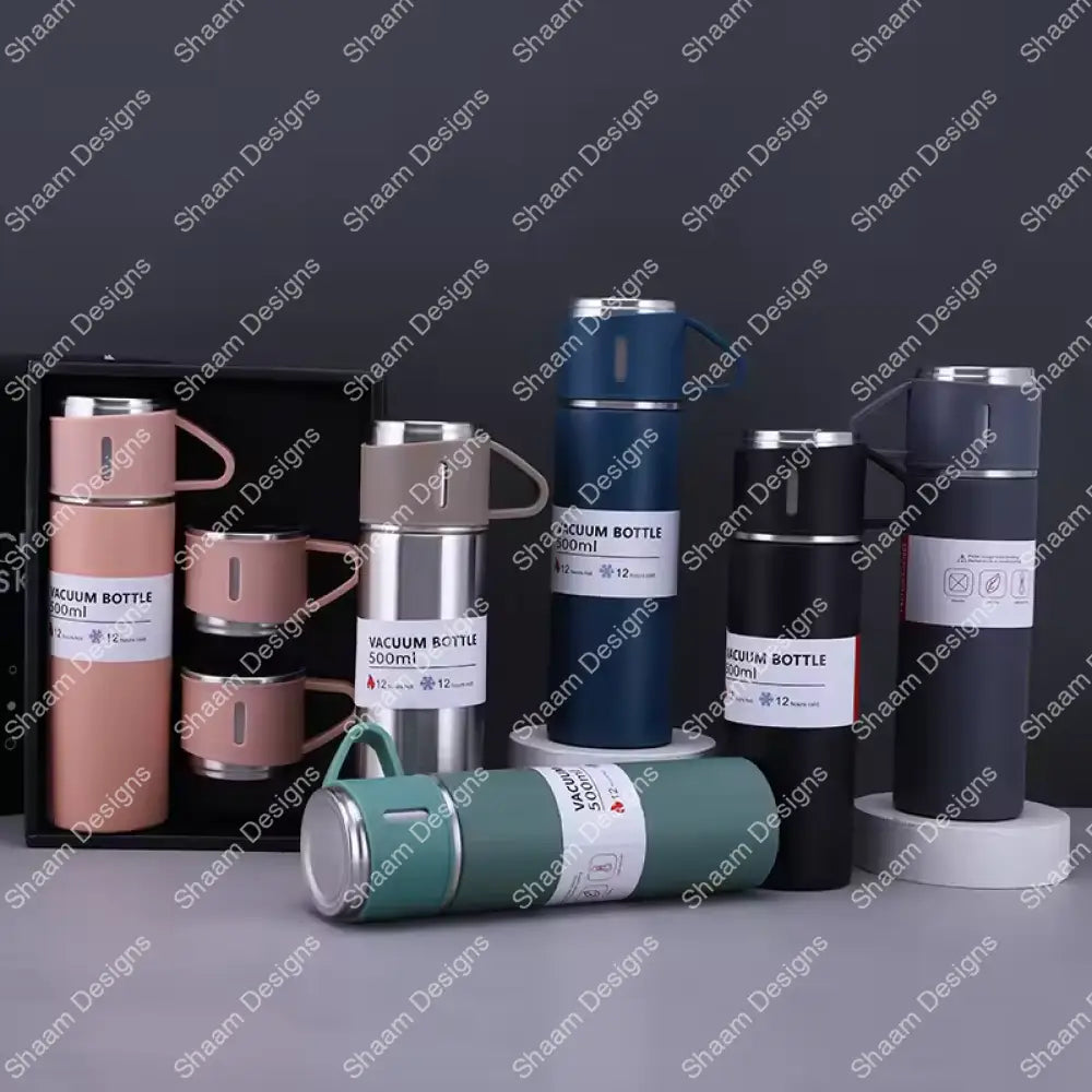 17oz Flask Set W/ 3 Cups BF48 - Tumblers