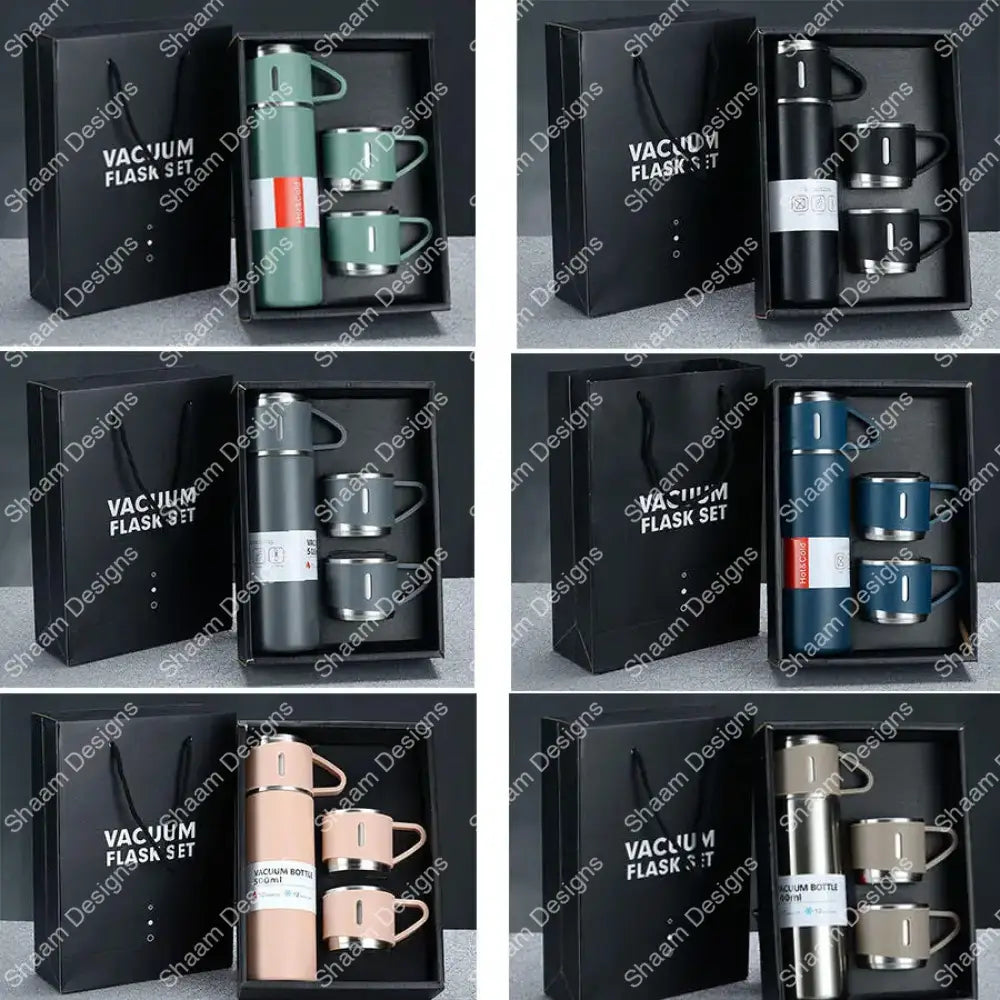 17oz Flask Set W/ 3 Cups BF48 - Tumblers