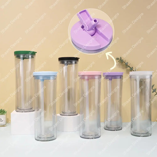 20oz Flip Top Snow Globe Acrylic Cup with Pre-Drilled Hole Tumblers