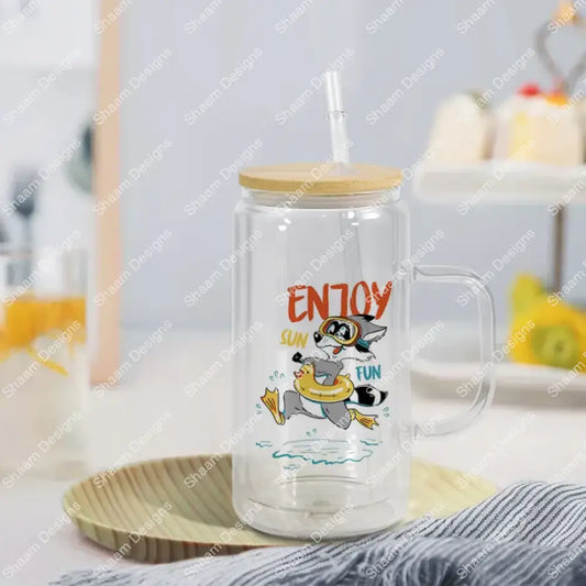 20oz Sublimation Snow Globe Mugs with Handle Clear Tumblers