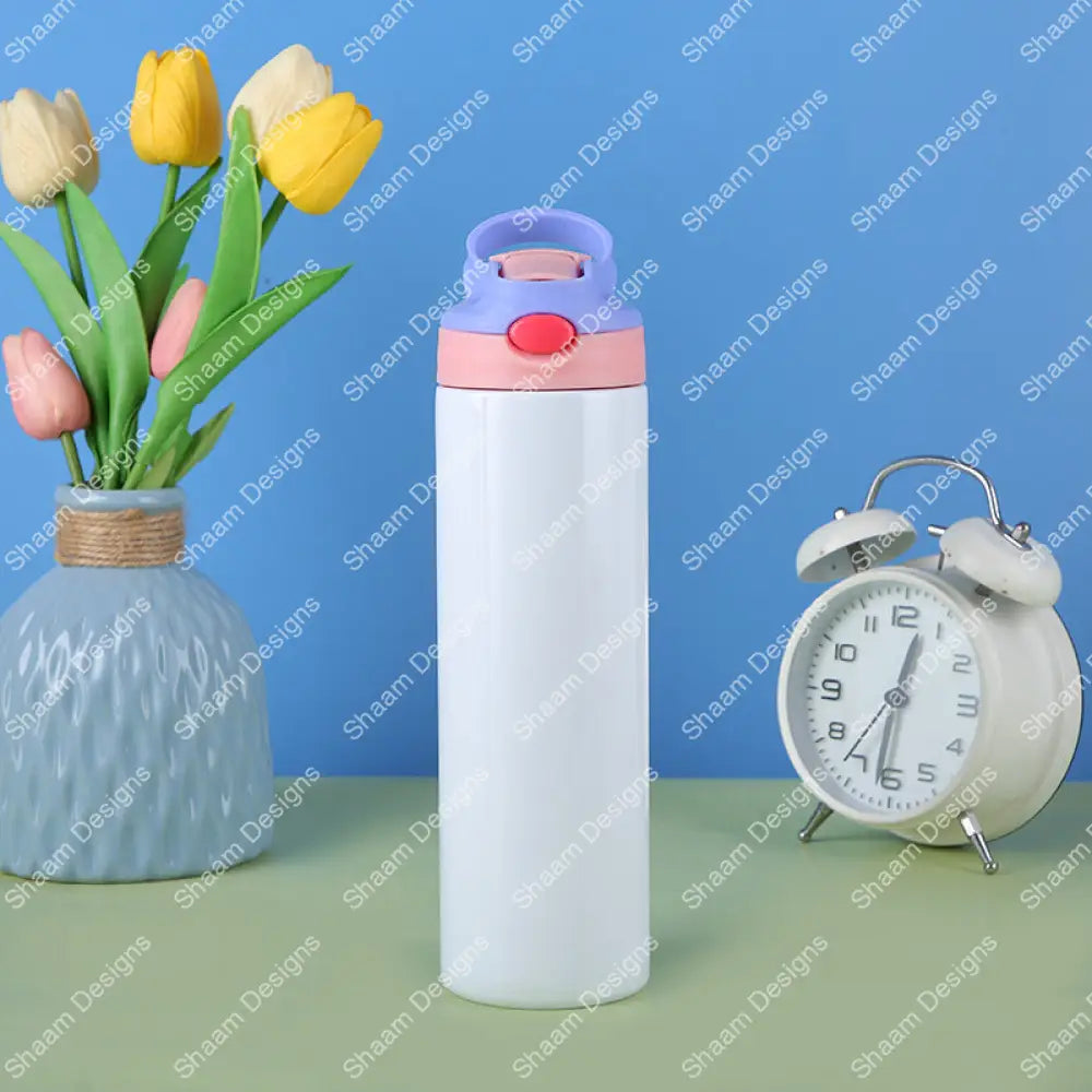 20oz Stainless Steel Sublimation Kids Flip Sippy Water Bottle Lilac Purple
