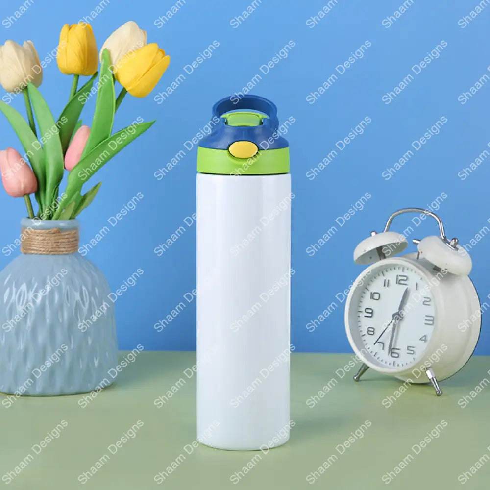 20oz Stainless Steel Sublimation Kids Flip Sippy Water Bottle Navy