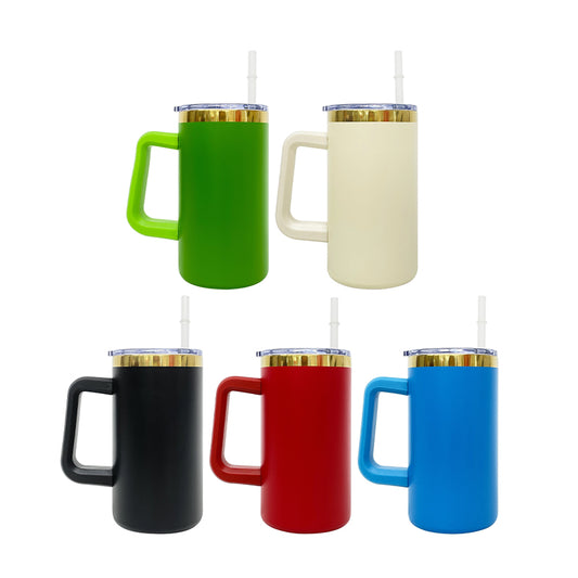 20oz Mirror Gold Plated Powder Coated 20oz Coffee Mugs with Removable Plastic Handle