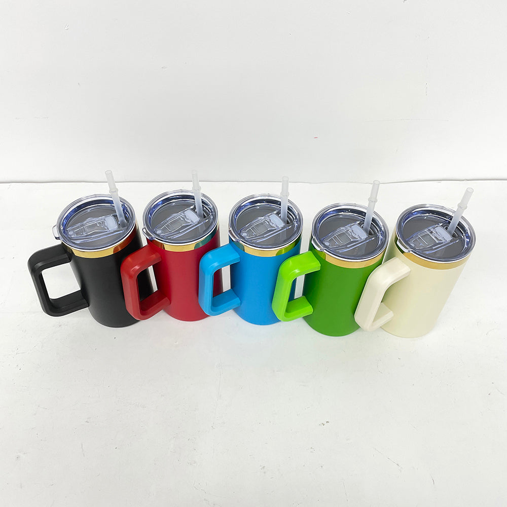 20oz Mirror Gold Plated Powder Coated 20oz Coffee Mugs with Removable Plastic Handle  B30