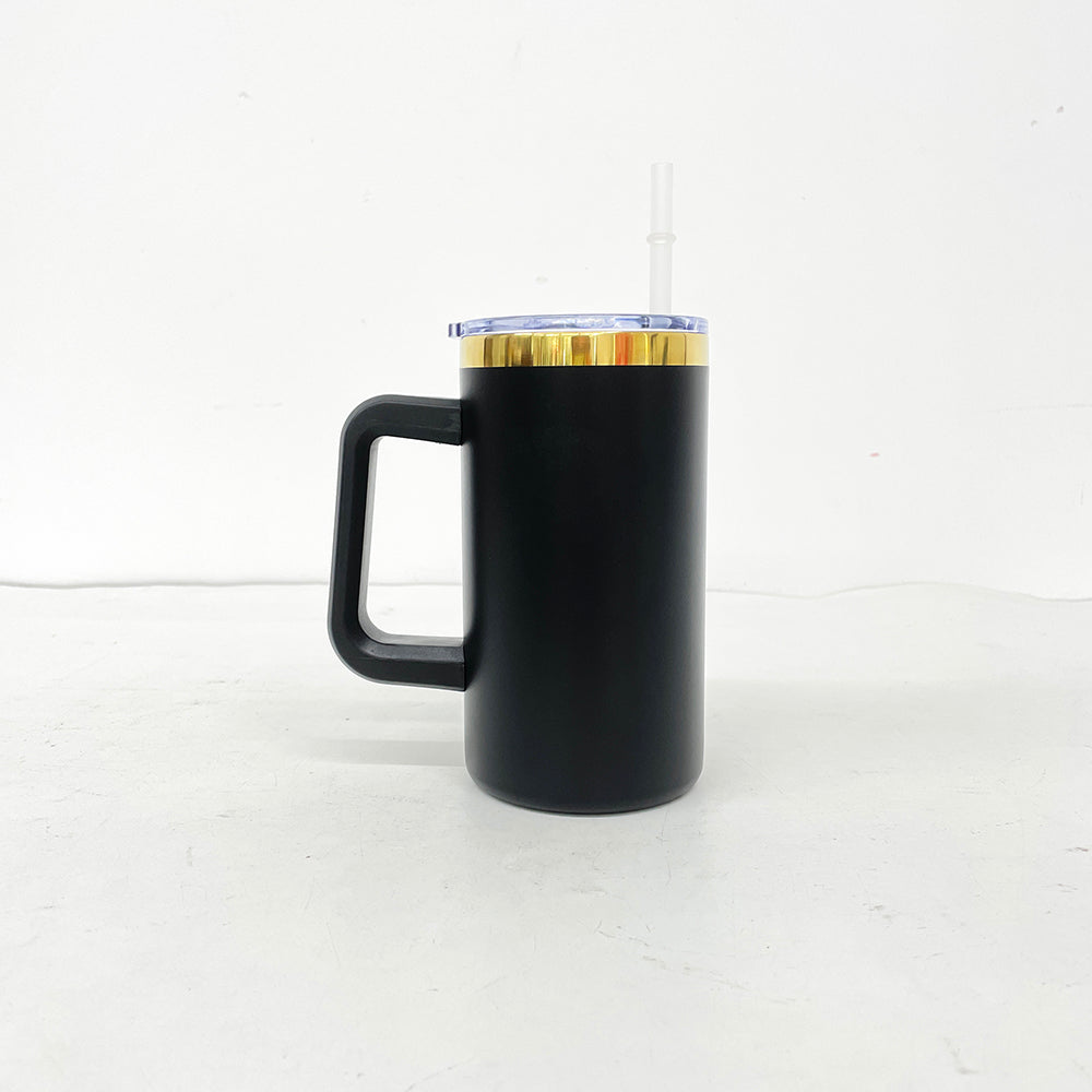 20oz Mirror Gold Plated Powder Coated 20oz Coffee Mugs with Removable Plastic Handle  B30