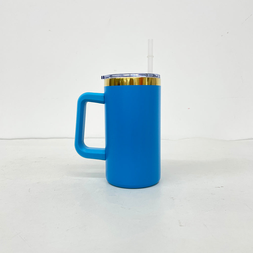 20oz Mirror Gold Plated Powder Coated 20oz Coffee Mugs with Removable Plastic Handle  B30
