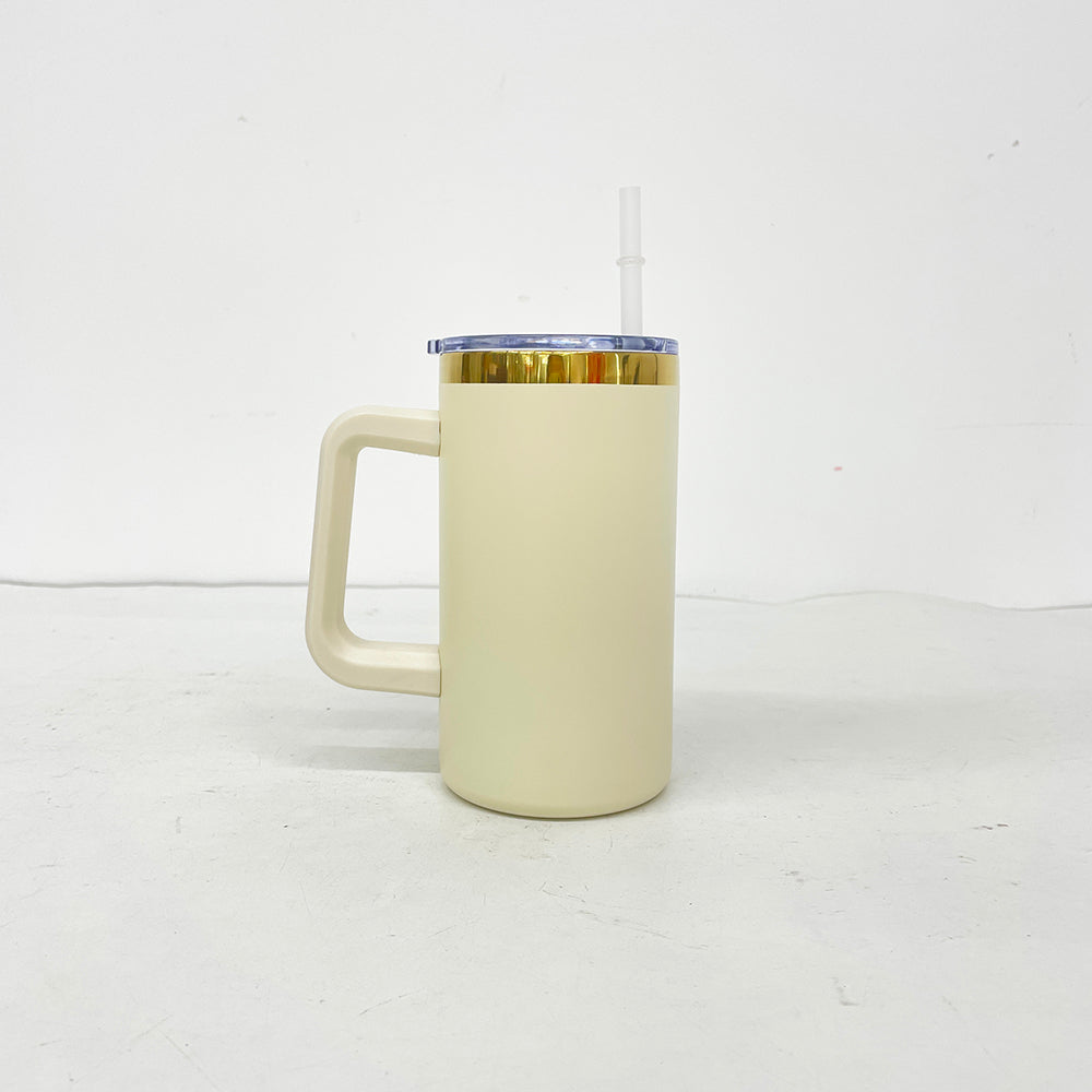 20oz Mirror Gold Plated Powder Coated 20oz Coffee Mugs with Removable Plastic Handle  B30