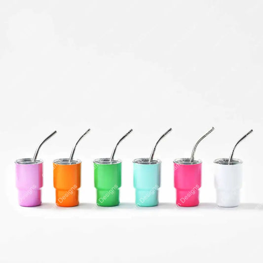 3oz Mini Shot Sublimation Stainless Steel Tumbler with Straw