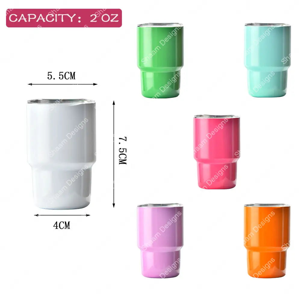 3oz Mini Shot Sublimation Stainless Steel Tumbler with Straw