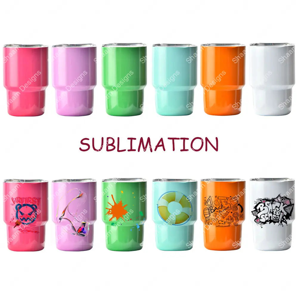 3oz Mini Shot Sublimation Stainless Steel Tumbler with Straw