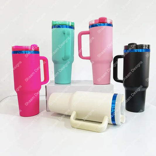 40oz Blue Underneath Powder Coated Tumblers Tumblers