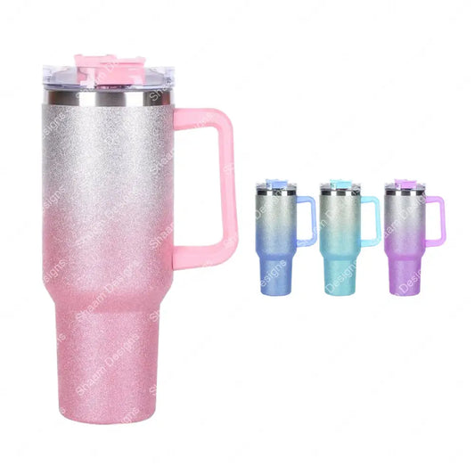 40oz Sublimation Gradient Shimmer Glitter Travel Mug Tumblers