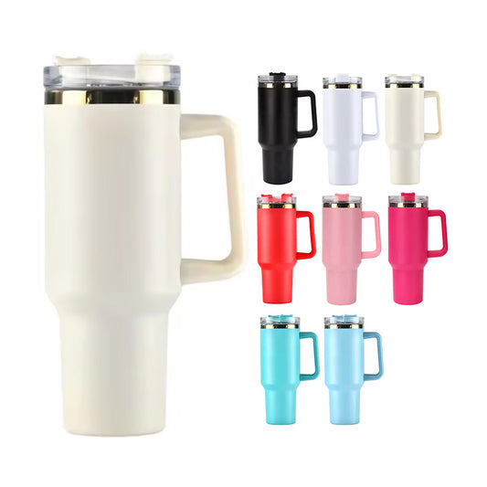 40oz Powder Coated Gold Plated Tumbler Travel Mug