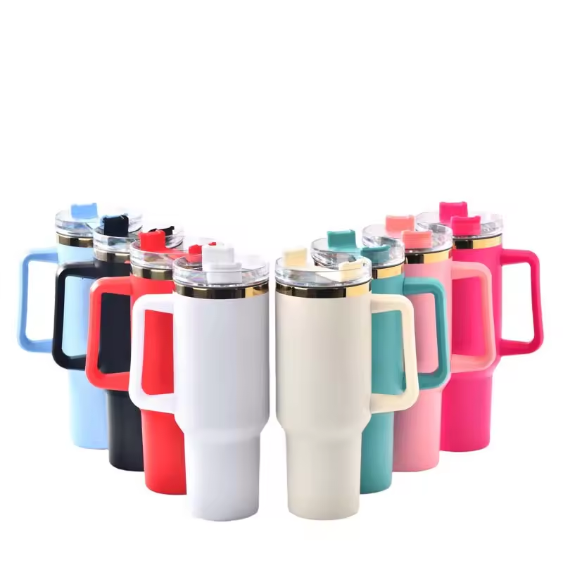 40oz Powder Coated Gold Plated Tumbler Travel Mug