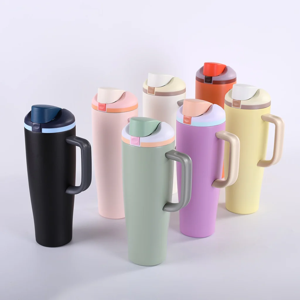 40oz Owala Style Flip Straw Water Bottle with Removable Handle  B49
