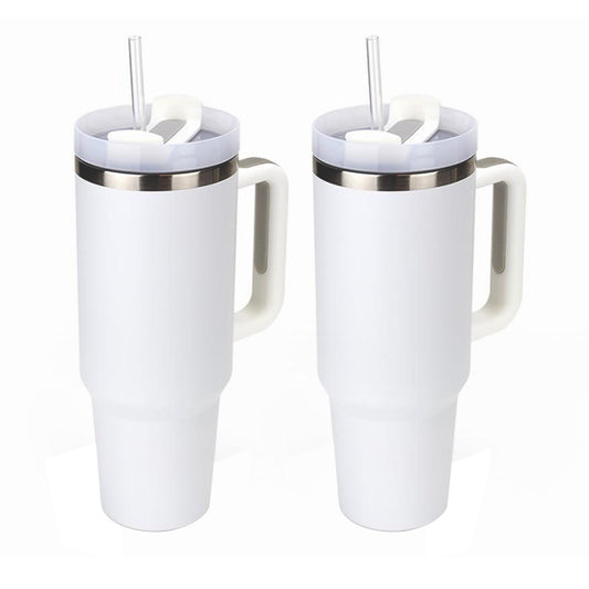 40oz Sublimation White Travel Mug Tumbler with Handle  B3