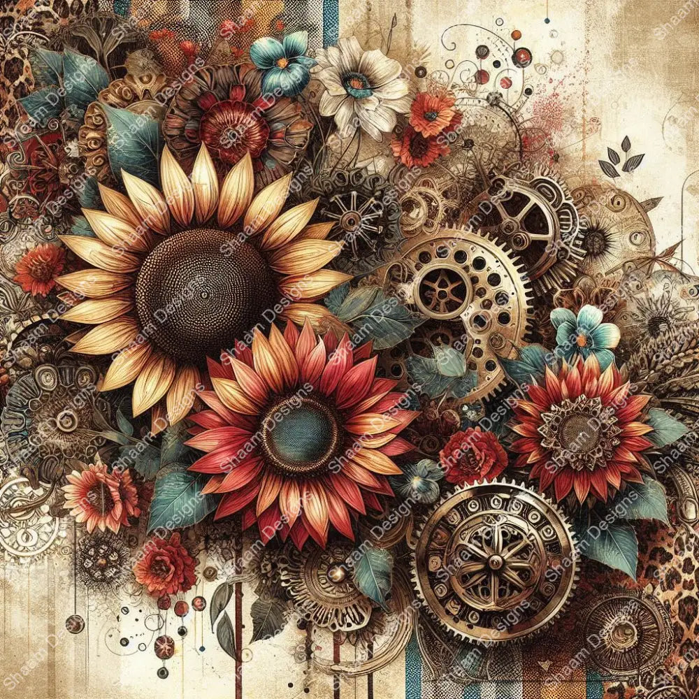 70 Floral Cogwheel Vinyl Wraps
