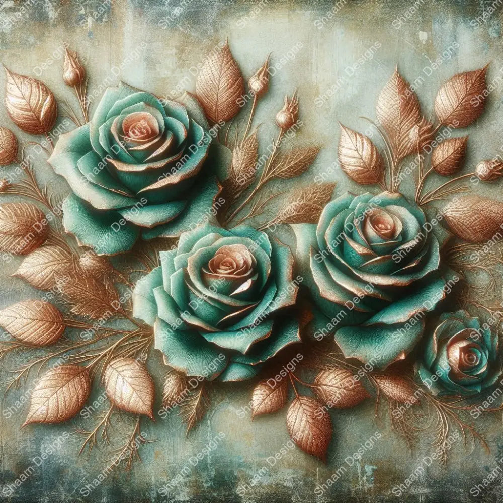 7 Teal Rose Vinyl Wraps