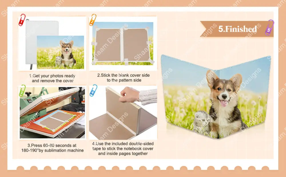 Journals Sublimation A5 size Blank Diary Notebook - 5.5 x 8’’ - Tumblers
